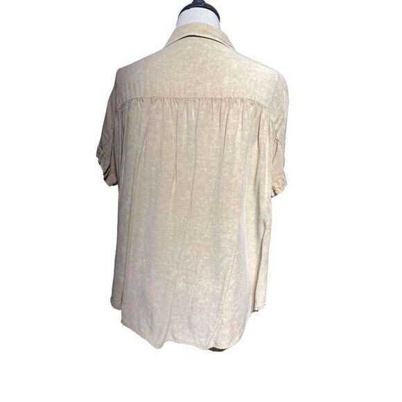 Mustard Seed Tan Short Sleeve Shirt Blouse Size Small - Picture 4 of 5